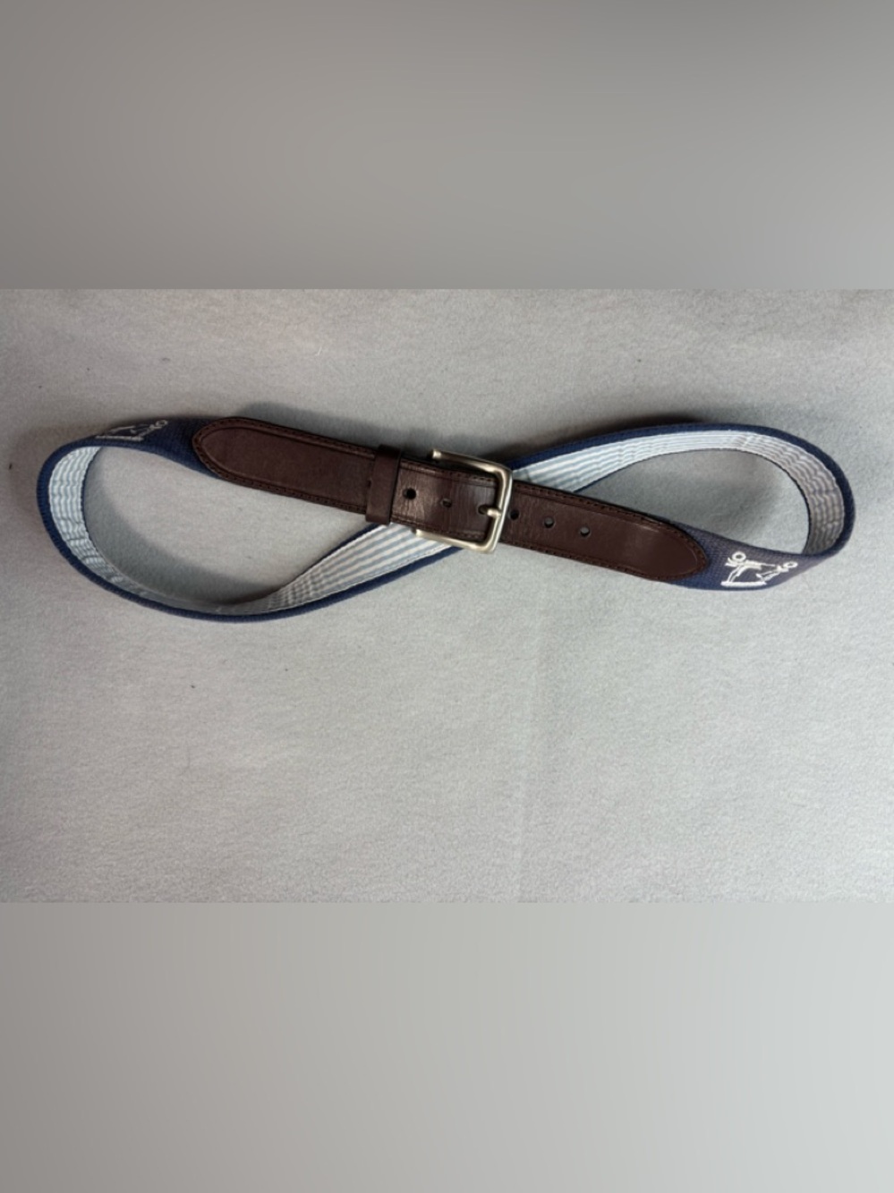 Pebble Beach Golf 36 Men’s Brown Leather-Trim Woven Belt with Golf Carts
